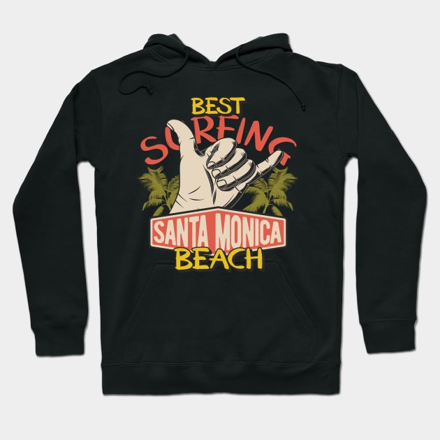 Best Surfing Santa Monica Beach Gift Tshirt Hoodie by gdimido